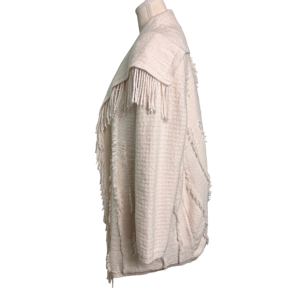Pure Jill Knit Cardigan Womens L Cream Chunky Fringe Southwestern Western Boho - Picture 5 of 13
